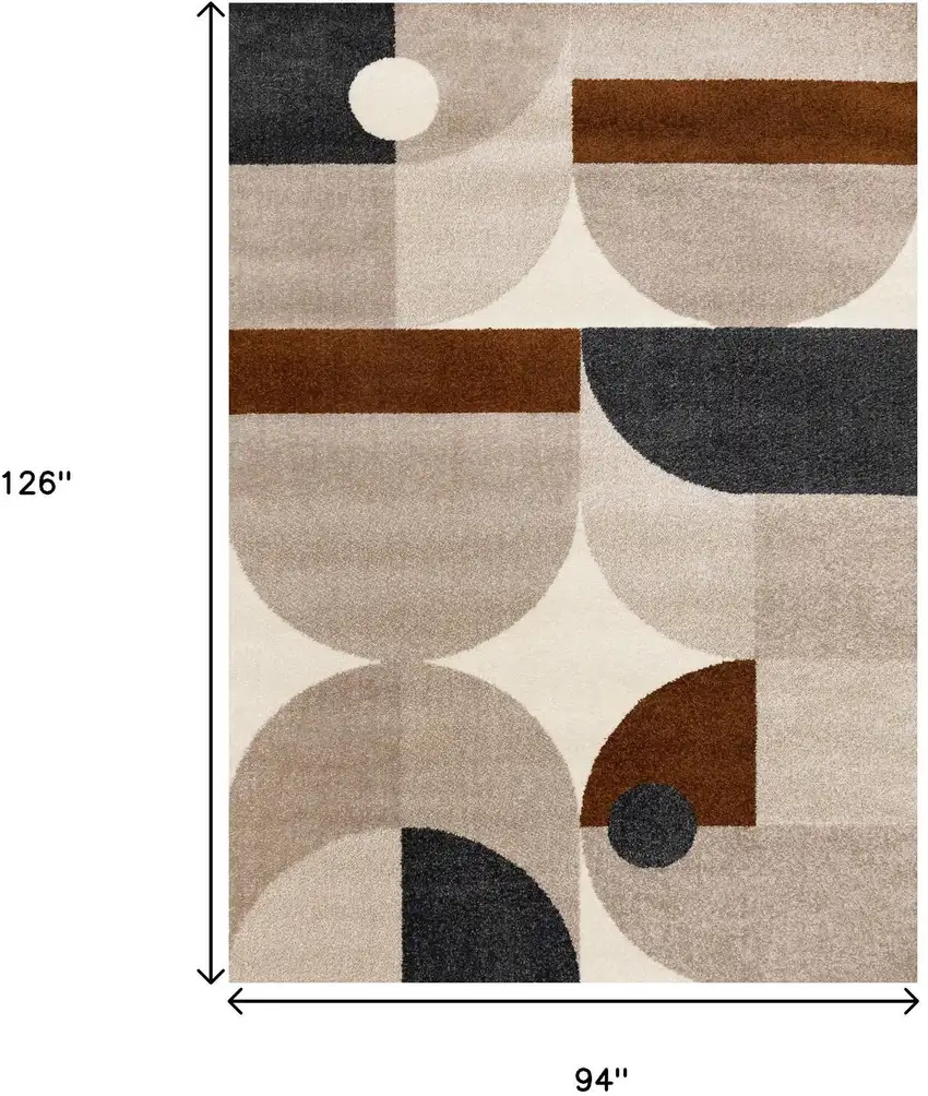 Cream Taupe And Red Geometric Area Rug Photo 3