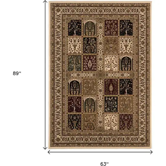 Beige and Black Oriental Power Loom Area Rug Photo 3
