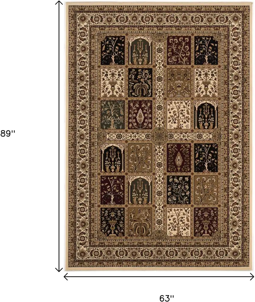 Beige and Black Oriental Power Loom Area Rug Photo 3