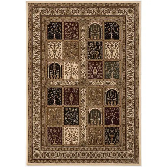 Beige and Black Oriental Power Loom Area Rug Photo 4