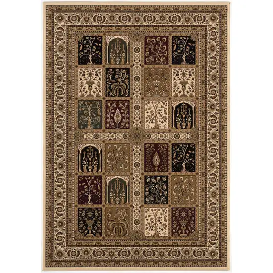 Beige and Black Oriental Power Loom Area Rug Photo 2