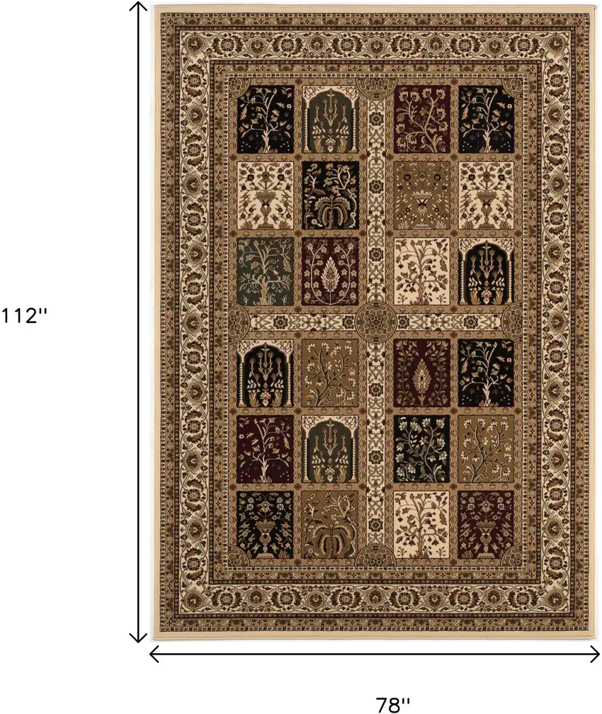 Beige and Black Oriental Power Loom Area Rug Photo 3