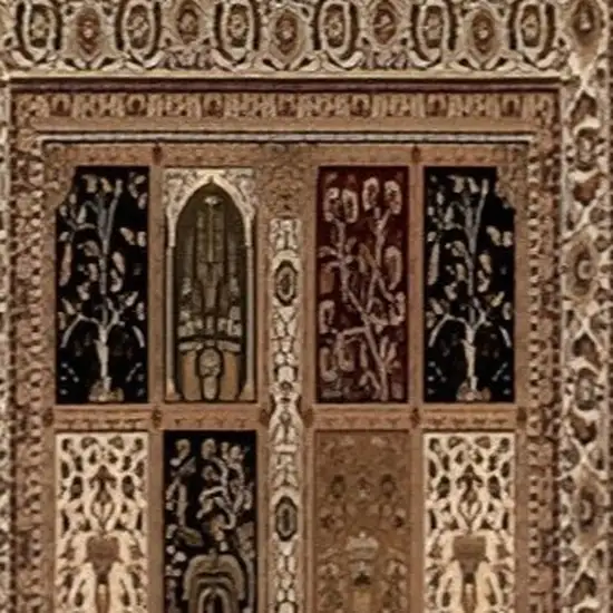 10' Beige And Black Oriental Runner Rug Photo 5