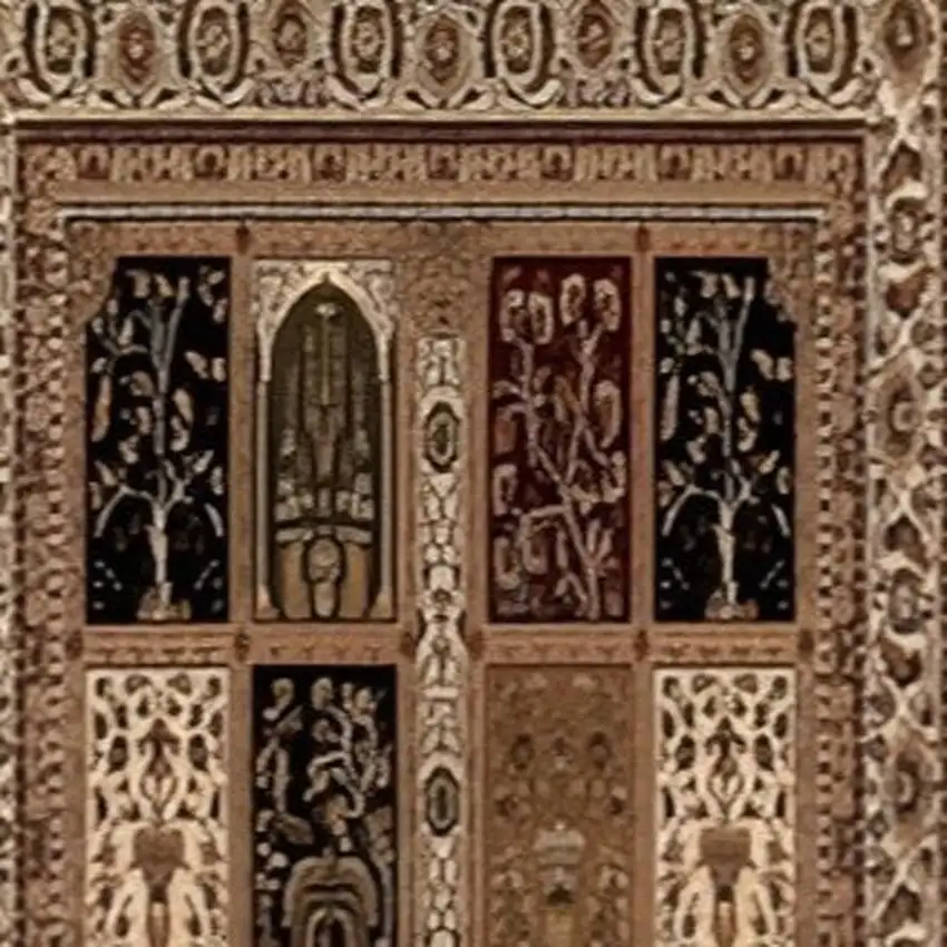 10' Beige And Black Oriental Runner Rug Photo 5