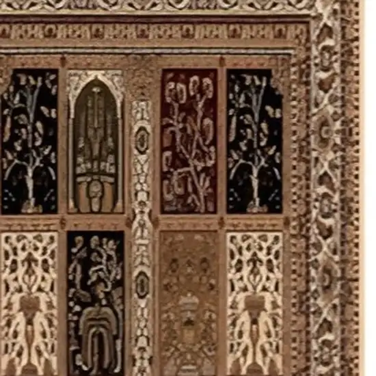 13' Beige And Black Oriental Runner Rug Photo 5
