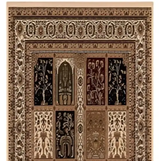 13' Beige And Black Oriental Runner Rug Photo 6