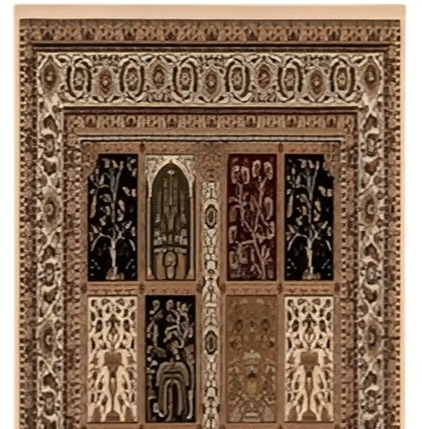 13' Beige And Black Oriental Runner Rug Photo 6
