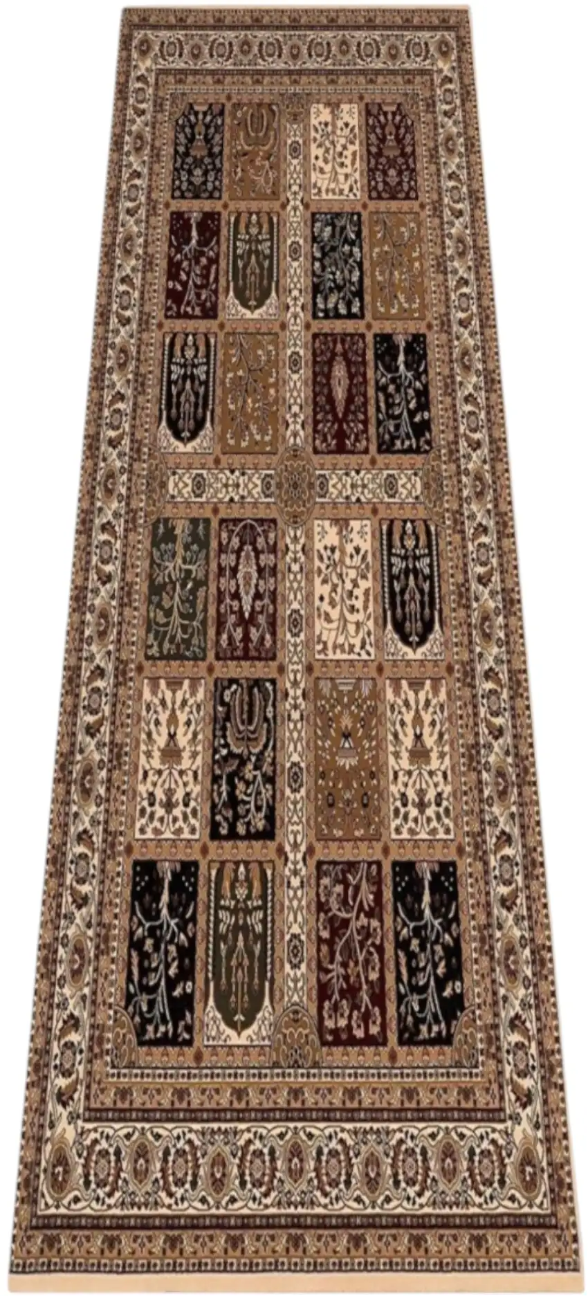 15' Beige And Black Oriental Runner Rug Photo 2