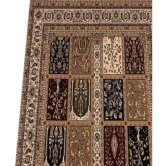 8' Beige And Black Oriental Runner Rug Photo 3