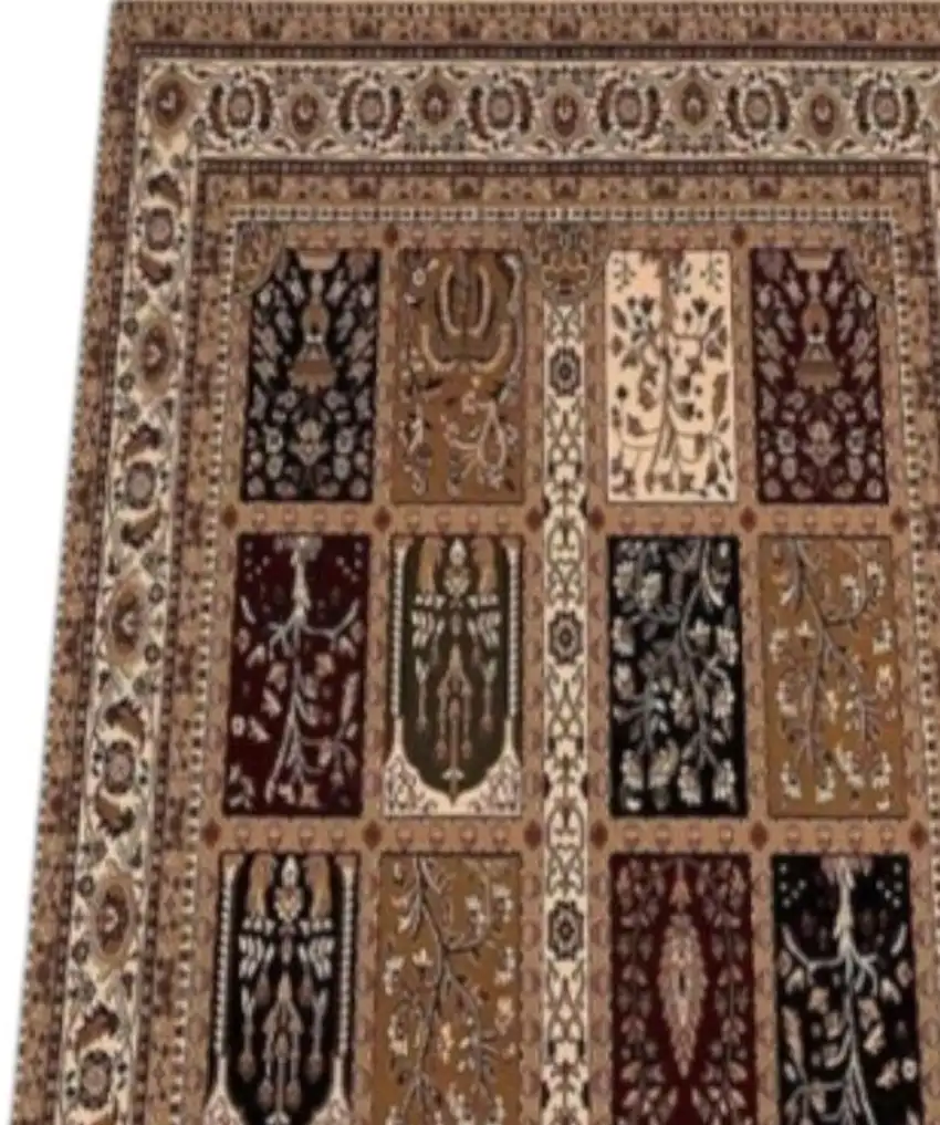8' Beige And Black Oriental Runner Rug Photo 3