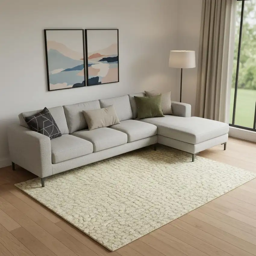 Cream Wool Shag Handmade Area Rug Photo 1