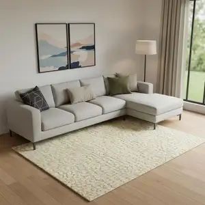 Photo of Cream Wool Shag Handmade Area Rug