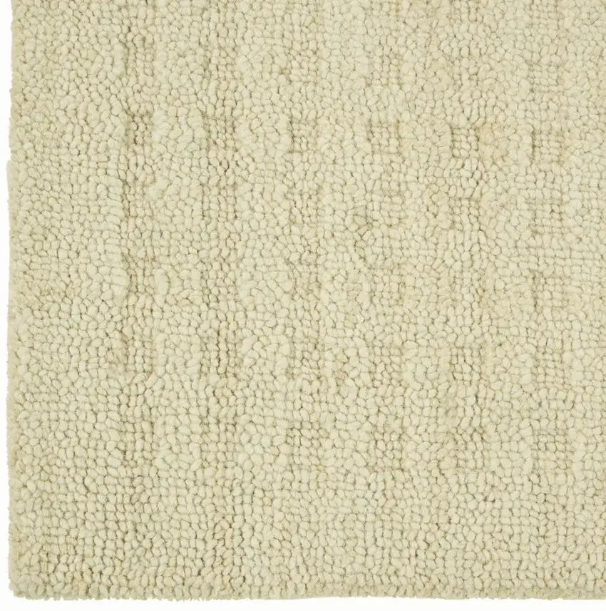 Cream Wool Shag Handmade Area Rug Photo 8
