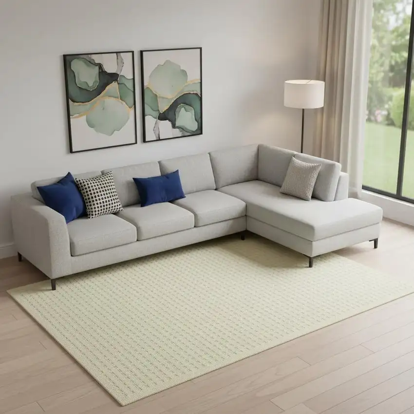 Cream Wool Shag Handmade Area Rug Photo 1