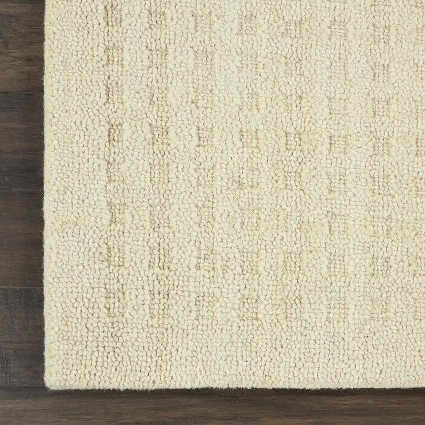 Cream Wool Shag Handmade Area Rug Photo 9
