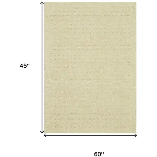 Cream Wool Shag Handmade Area Rug Photo 3