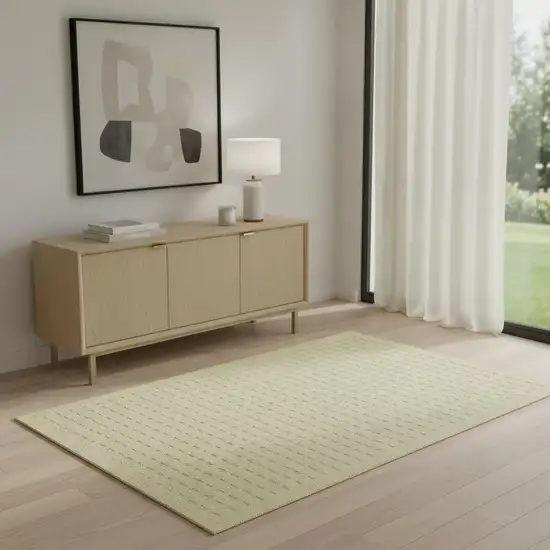 Cream Wool Shag Handmade Area Rug Photo 1