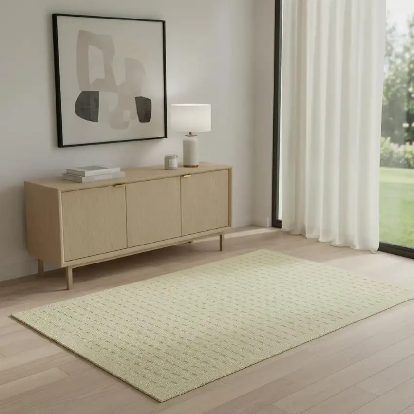 Cream Wool Shag Handmade Area Rug Photo 1