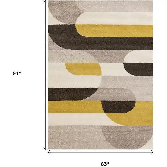 Cream Yellow And Brown Geometric Area Rug Photo 3