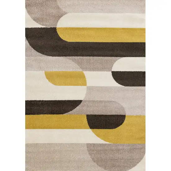 Cream Yellow And Brown Geometric Area Rug Photo 2