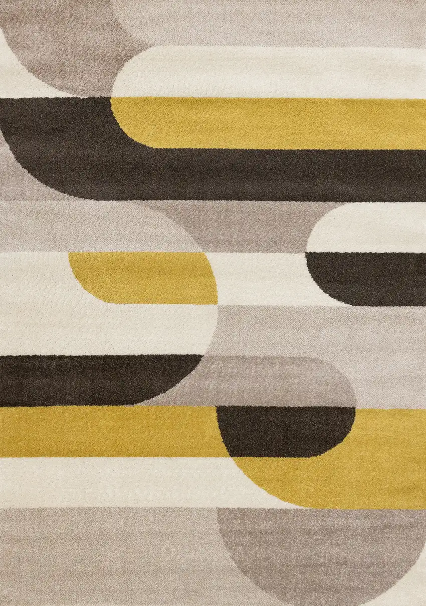 Cream Yellow And Brown Geometric Area Rug Photo 2