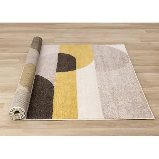 Cream Yellow And Brown Geometric Area Rug Photo 9