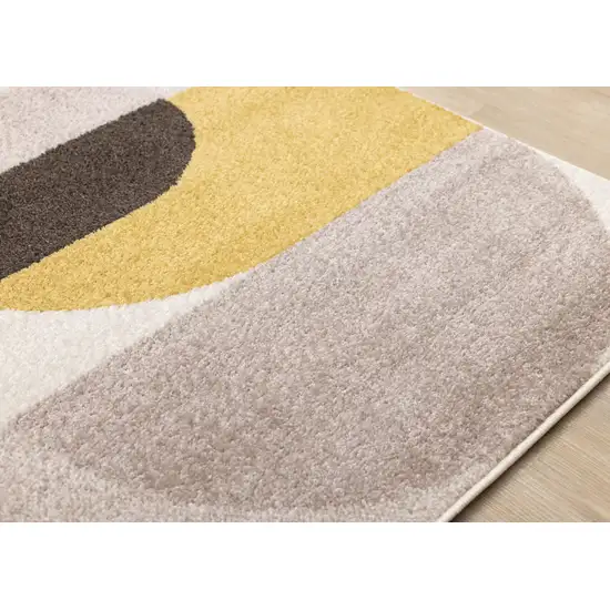 Cream Yellow And Brown Geometric Area Rug Photo 7
