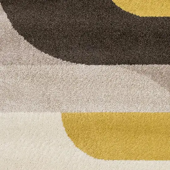 Cream Yellow And Brown Geometric Area Rug Photo 4