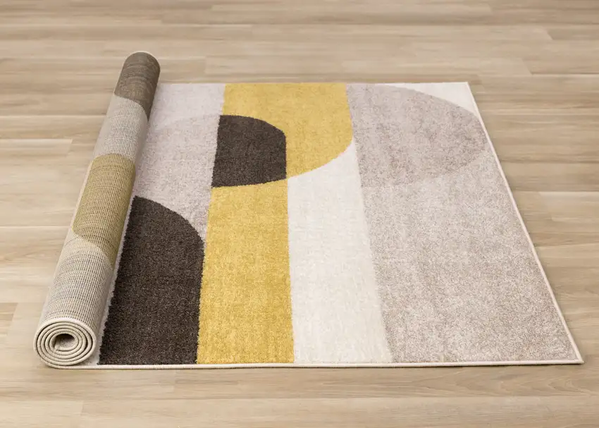 Cream Yellow And Brown Geometric Area Rug Photo 8
