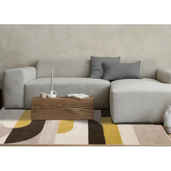 Cream Yellow And Brown Geometric Area Rug Photo 6