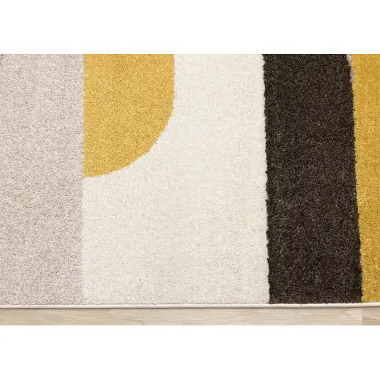 Cream Yellow And Brown Geometric Area Rug Photo 9