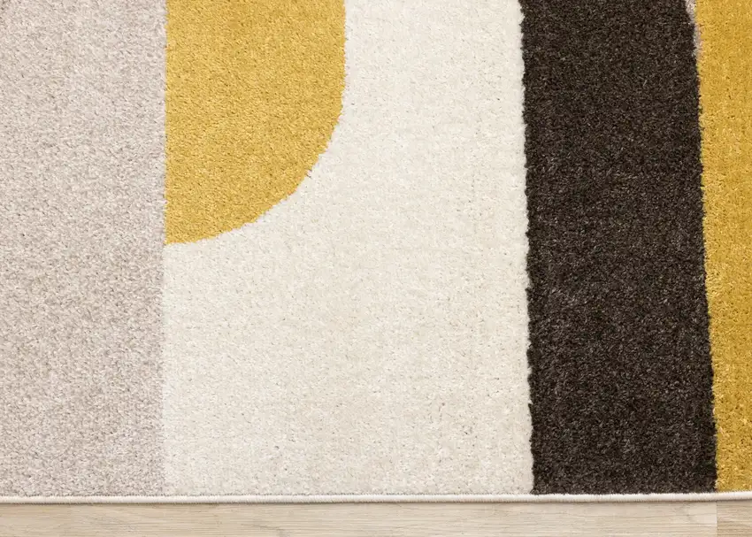 Cream Yellow And Brown Geometric Area Rug Photo 9