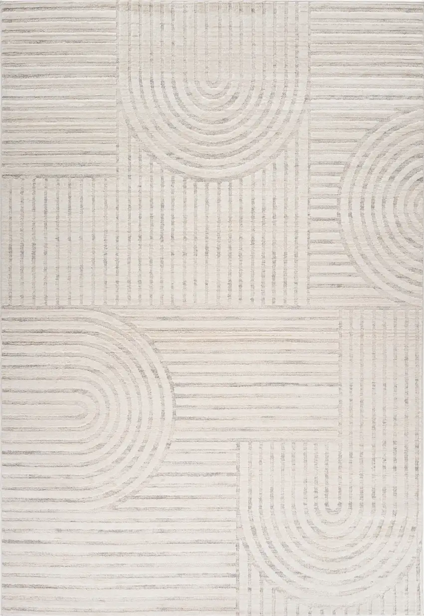 Cream and Beige Abstract Area Rug Photo 1