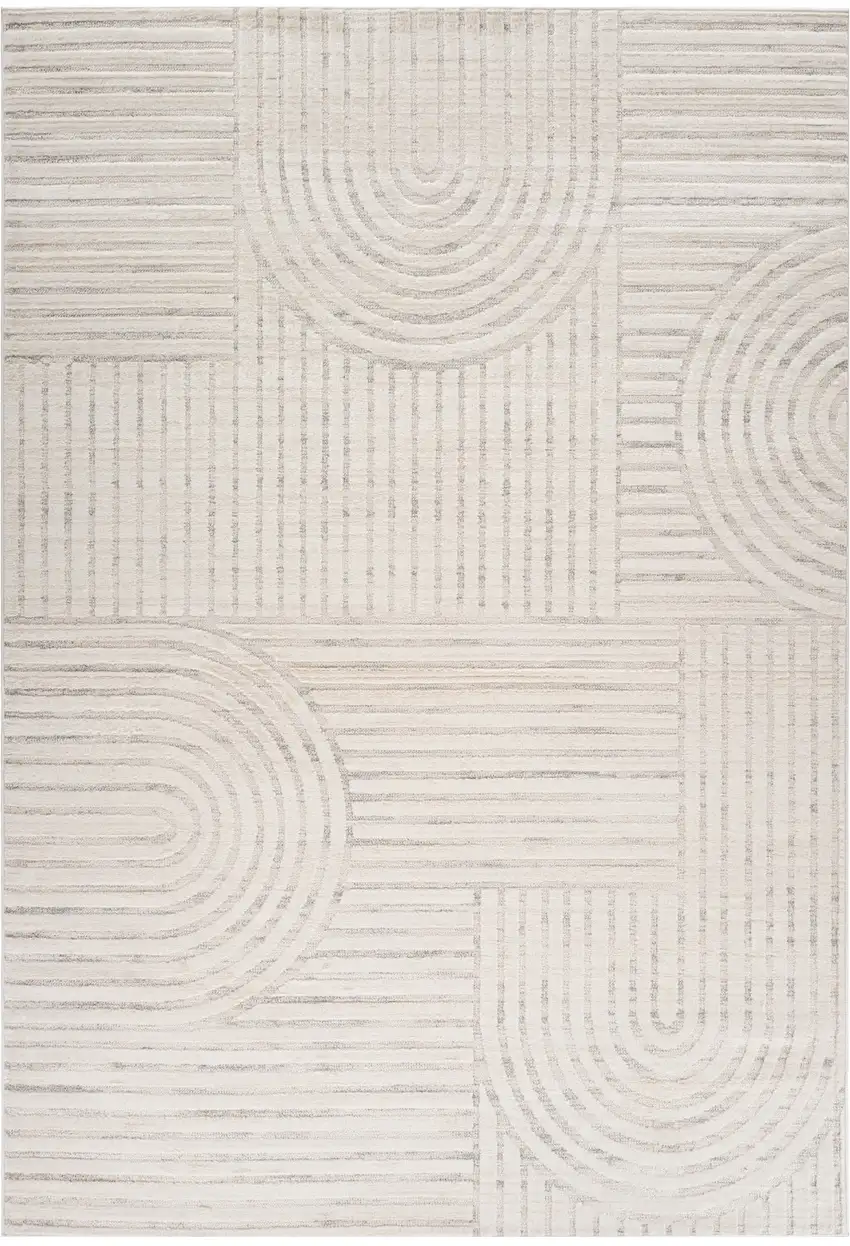 Cream and Beige Abstract Area Rug Photo 2