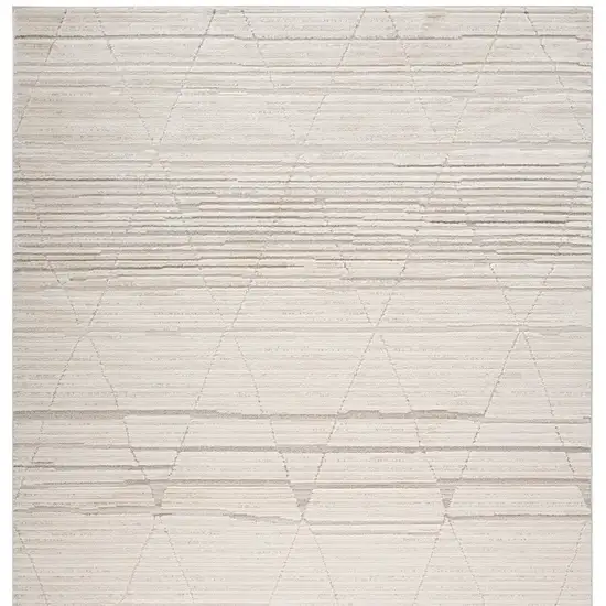 Cream and Beige Abstract Area Rug Photo 8
