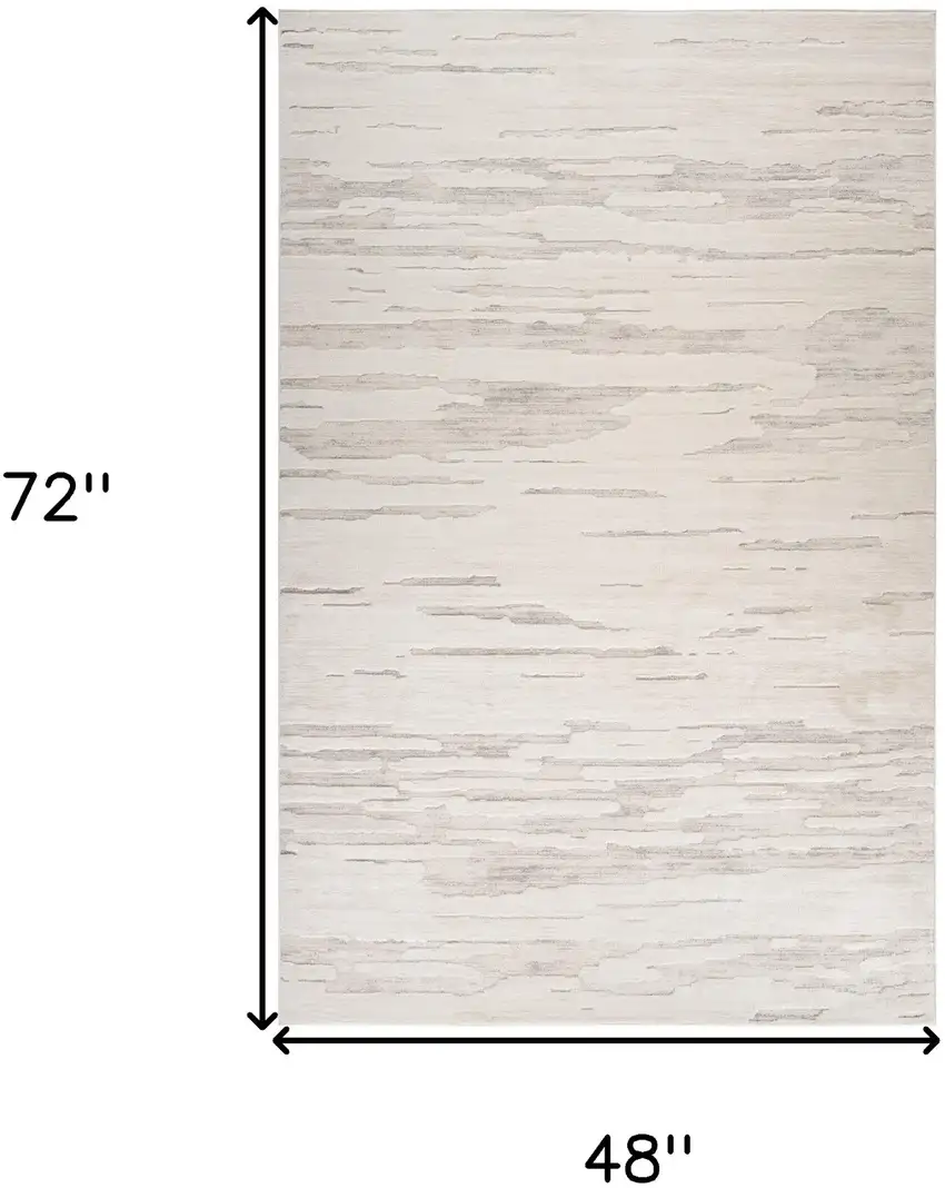 Cream and Beige Abstract Area Rug Photo 7