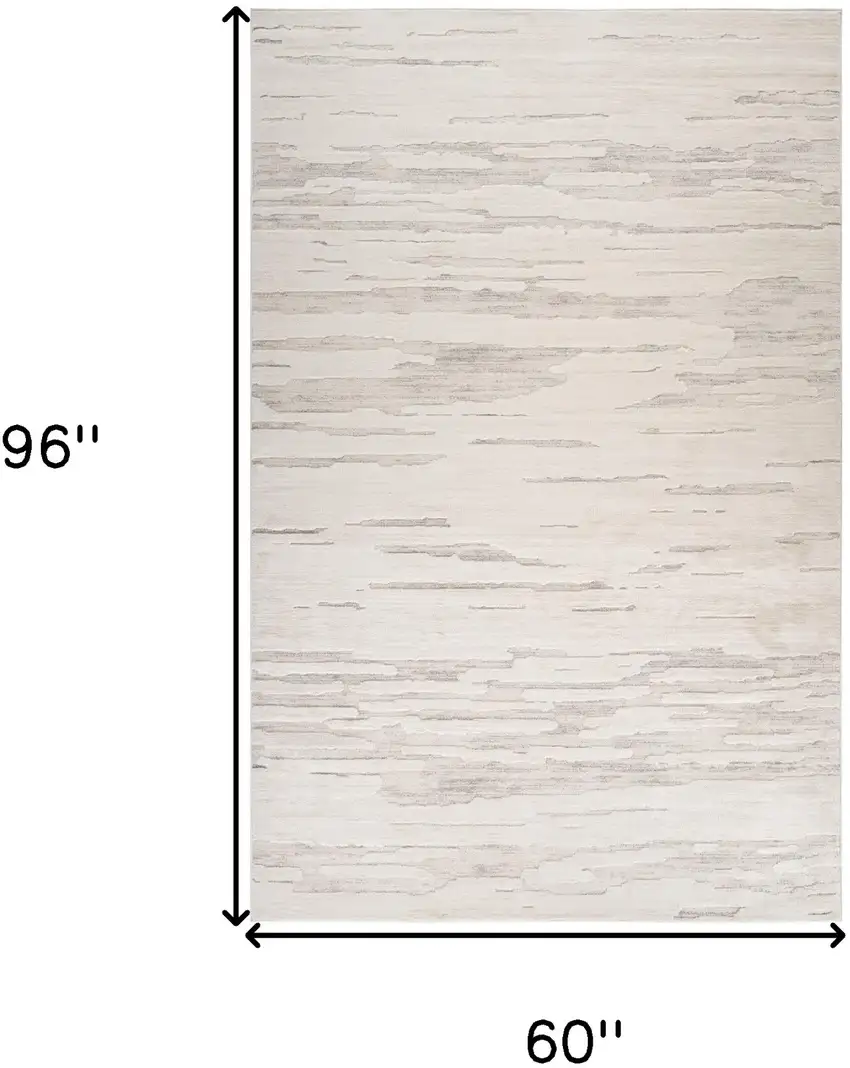 Cream and Beige Abstract Area Rug Photo 7