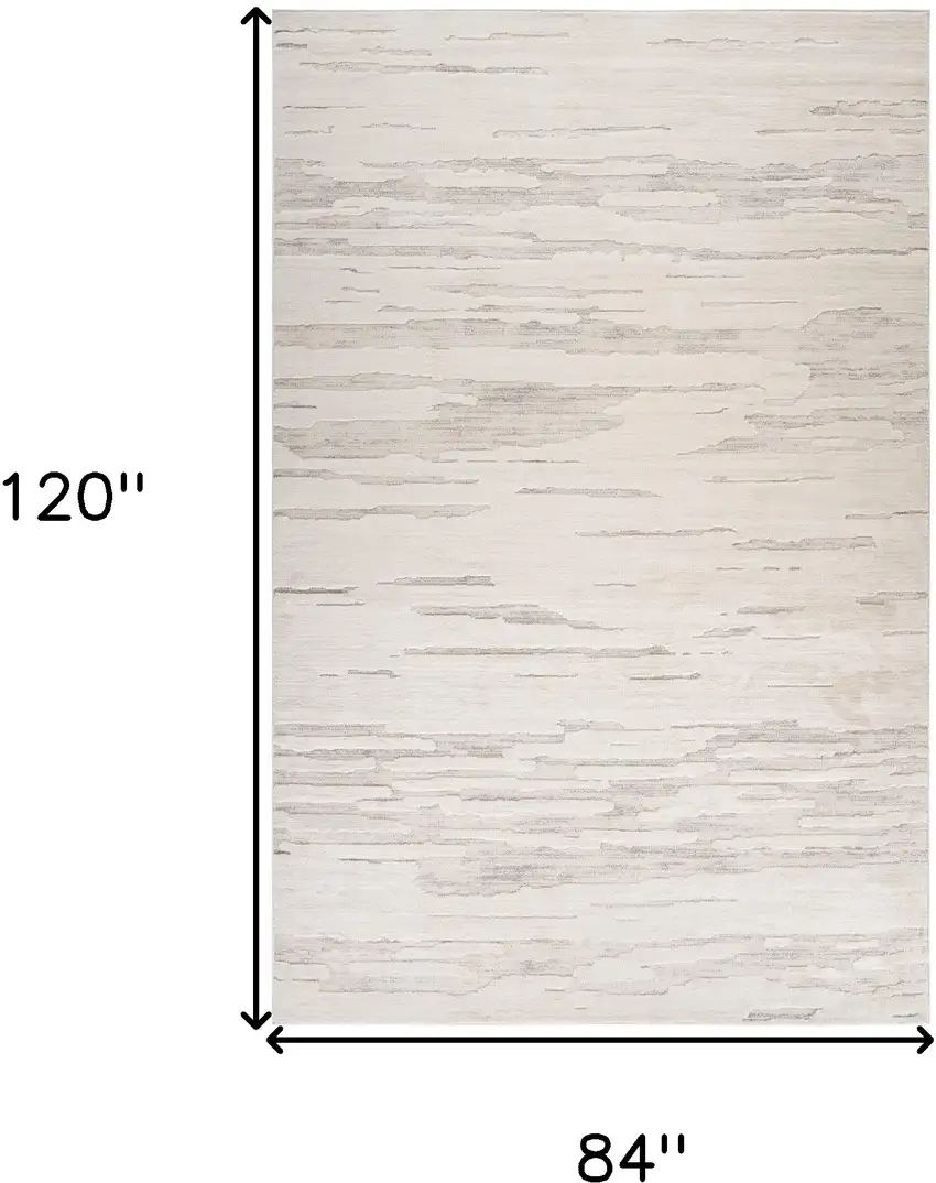 Cream and Beige Abstract Area Rug Photo 7
