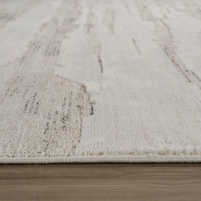 Cream and Beige Abstract Area Rug Photo 5
