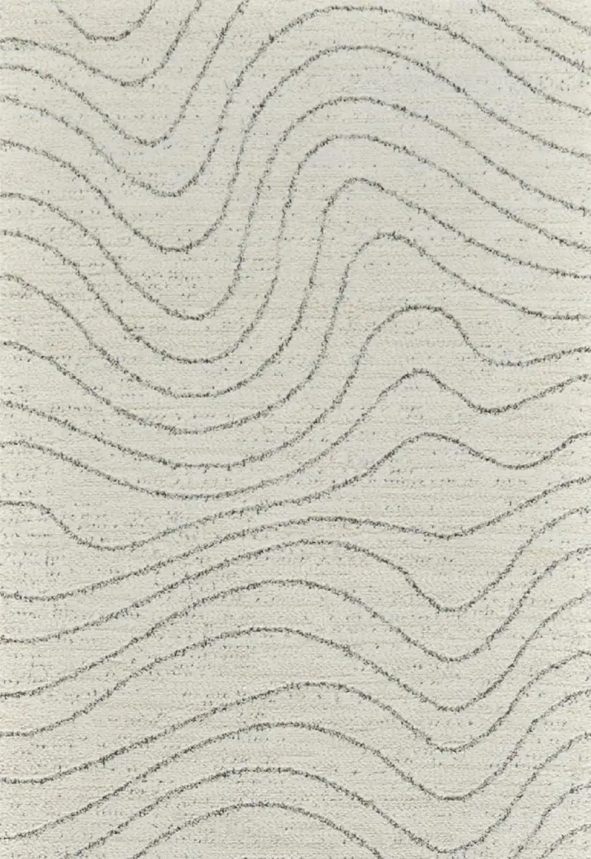 Cream and Beige Abstract Area Rug Photo 2