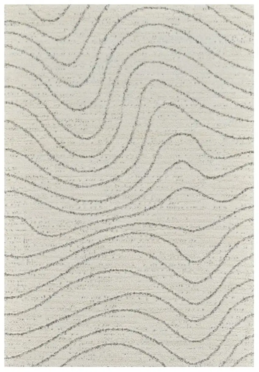 Cream and Beige Abstract Area Rug Photo 2