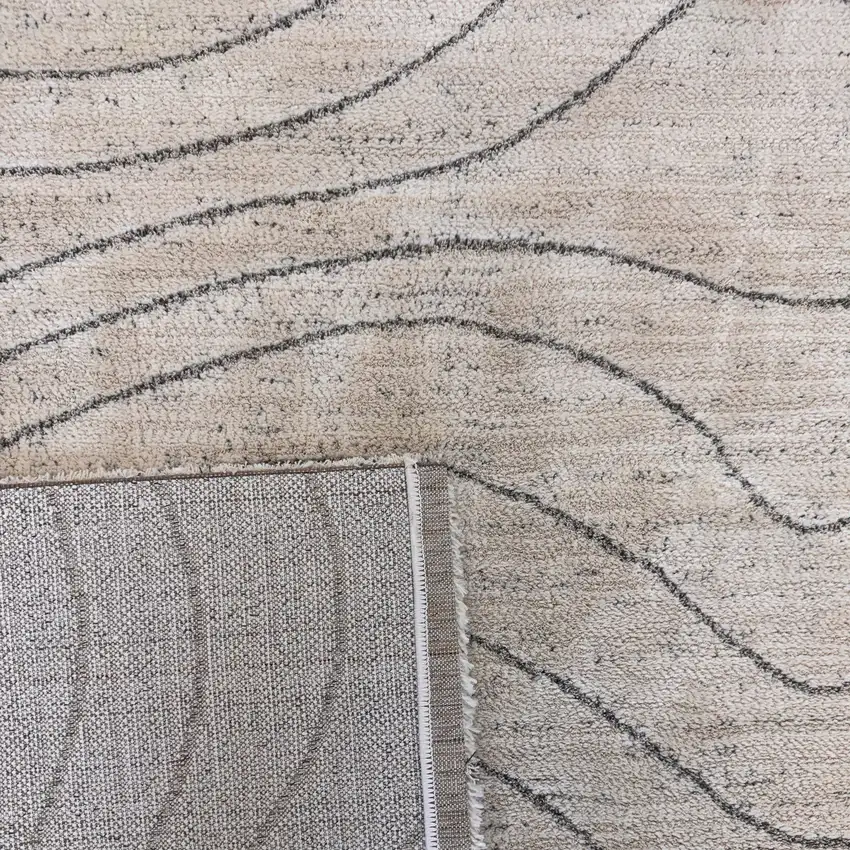 Cream and Beige Abstract Area Rug Photo 6