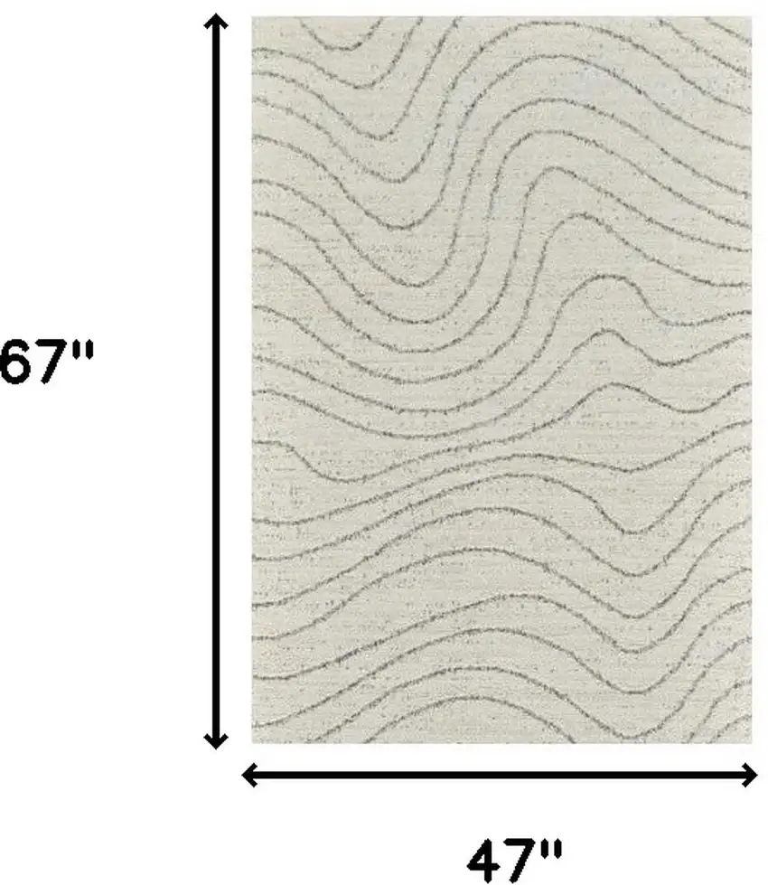 Cream and Beige Abstract Area Rug Photo 7