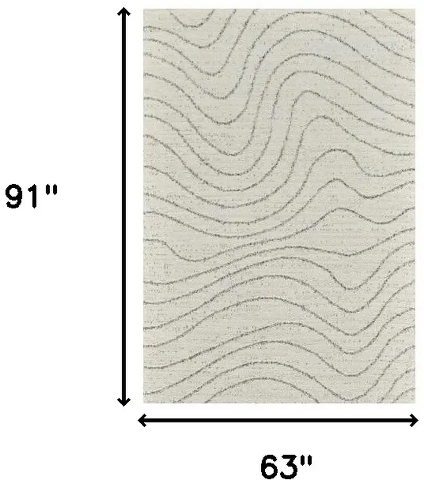 Cream and Beige Abstract Area Rug Photo 7
