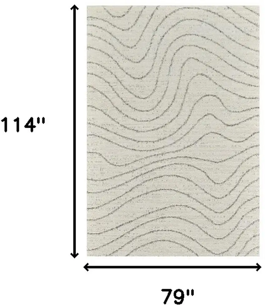 Cream and Beige Abstract Area Rug Photo 7
