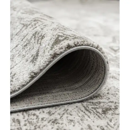 Cream and Beige Abstract Area Rug Photo 9