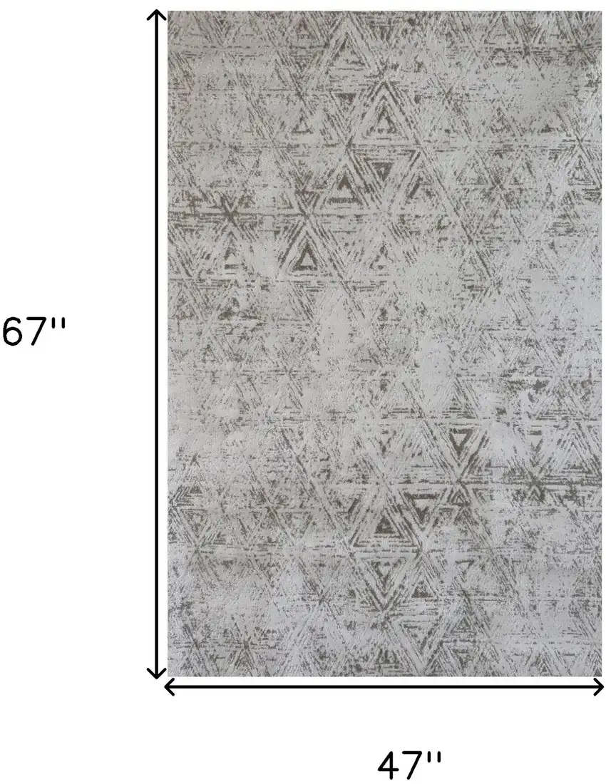 Cream and Beige Abstract Area Rug Photo 4