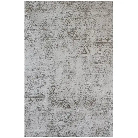 Cream and Beige Abstract Area Rug Photo 4