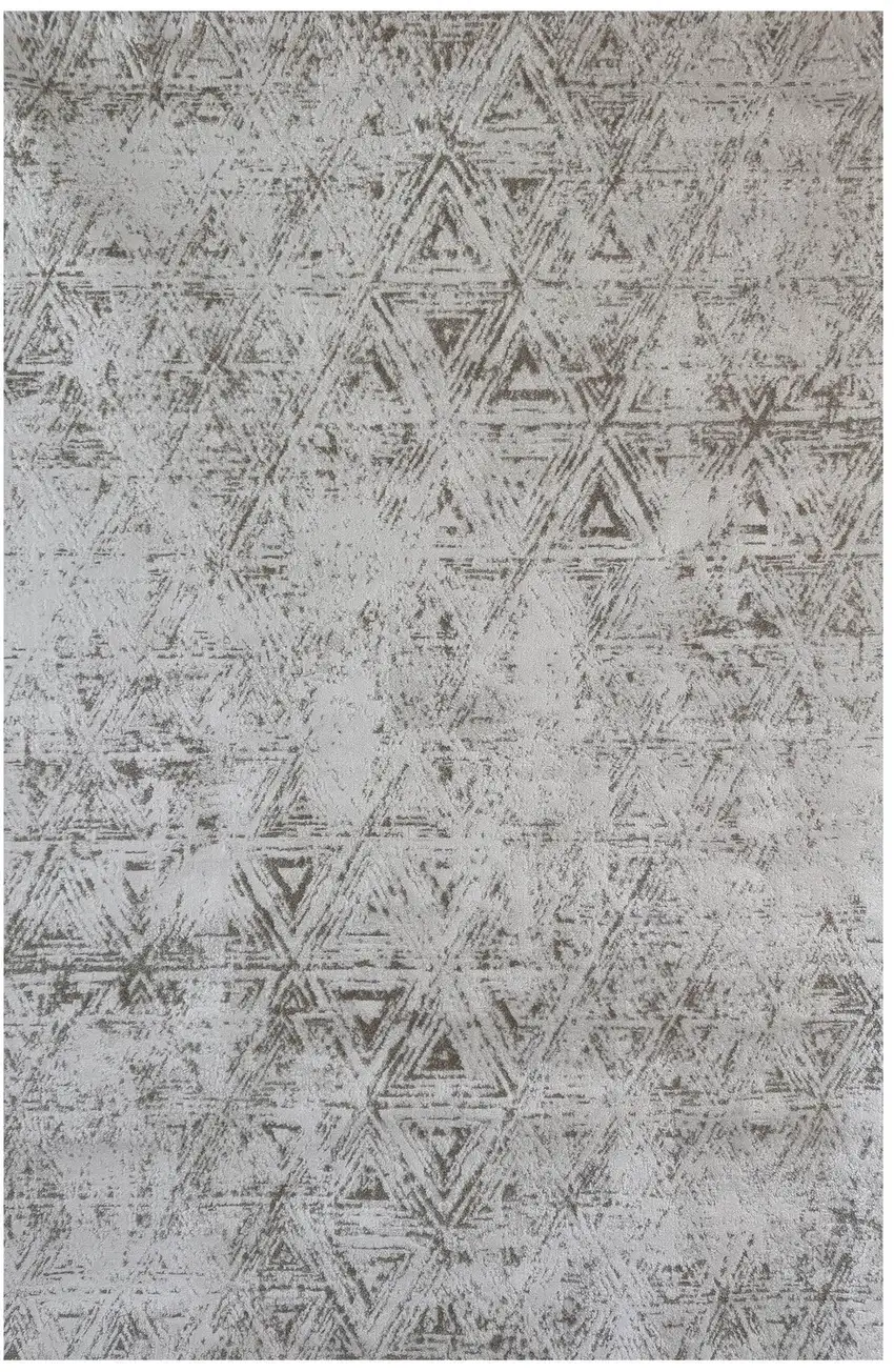 Cream and Beige Abstract Area Rug Photo 4