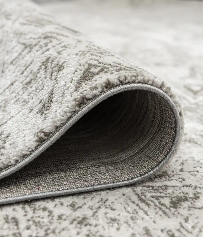 Cream and Beige Abstract Area Rug Photo 8